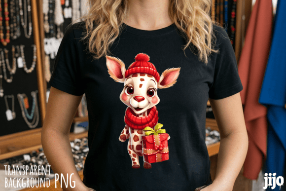 Download Cute Giraffe Christmas Gift PNG - Premium Bundle