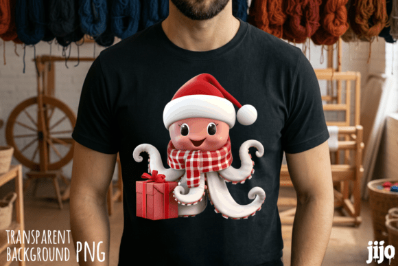 Download Octopus Santa Christmas Gift PNG - Premium Bundle