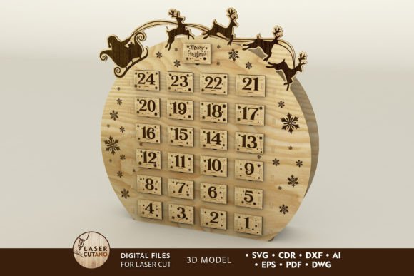 Download DECORATIVE ADVENT CALENDAR, Wood Cut - Wood cut Collection