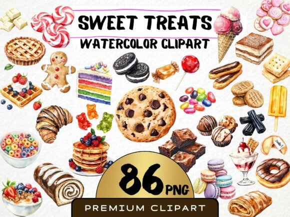 Download Watercolor Sweet Treats Clipart 86 PNG - Sweet treats Collection