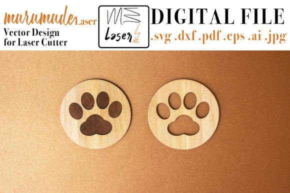 Download Cat Paw Coasters File for Laser Cutter - Laser cutter Collection