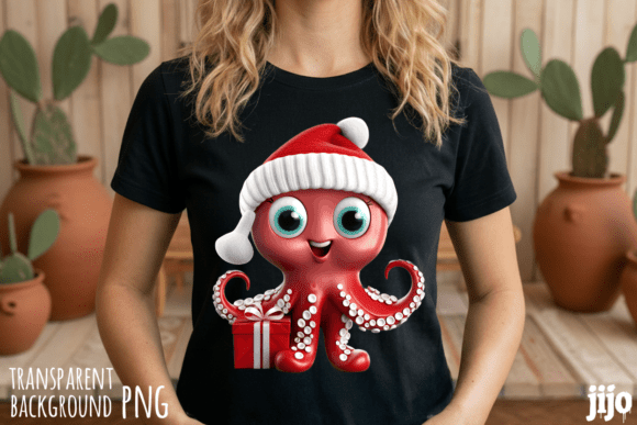 Download Santa Octopus Christmas Gift PNG - Premium Resources